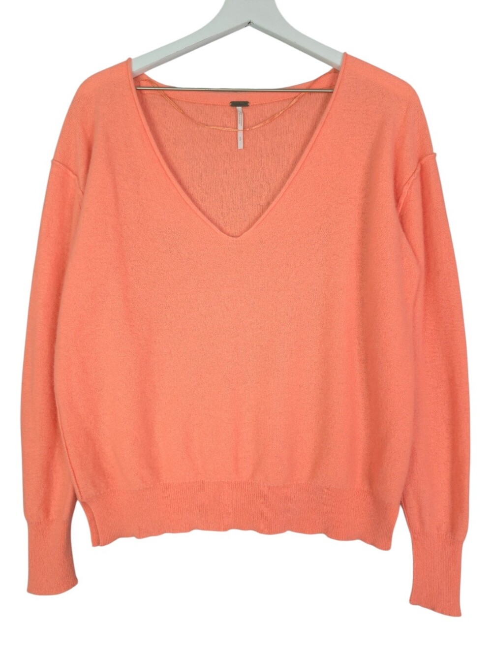 Free People Cashmere Harmony Vneck Sweater In Coral